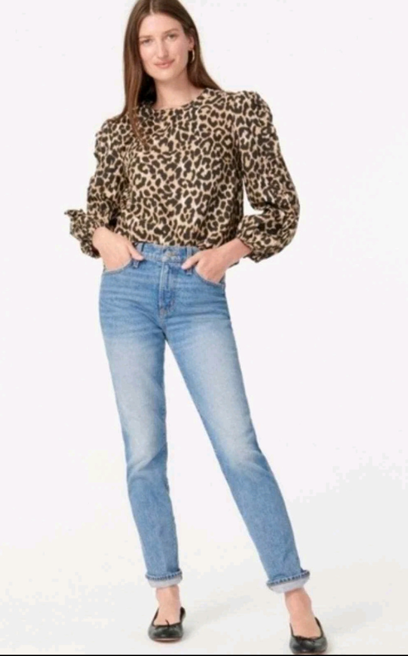 J. Crew Leopard Print Ruffle Sleeve Top NEW!